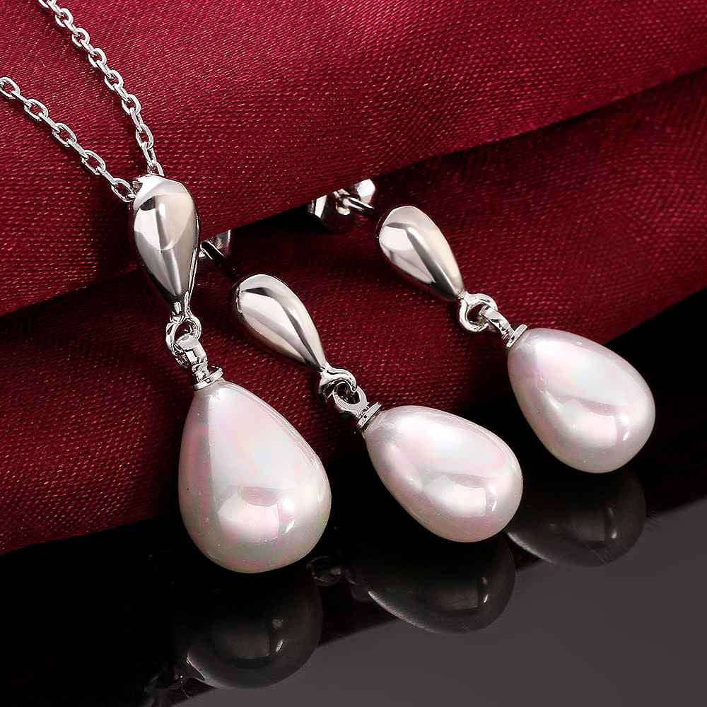 best friends simulated pearl jewelry set estina lovely necklace+earrings jewellery NPLS 6 ELY