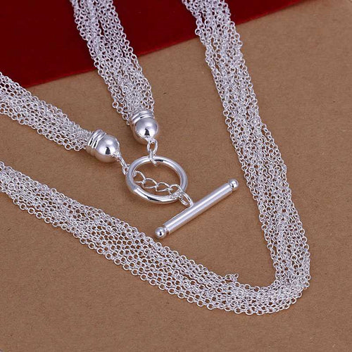 silver plated Chain 1 Line TO Necklaces Pendants Men jewelry 232 ELY