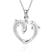 silver plated Chain 2 Dolphin playing Necklaces Pendants Men jewelry 589 ELY