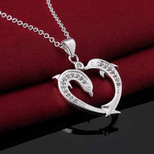 silver plated Chain 2 Dolphin playing Necklaces Pendants Men jewelry 589 ELY