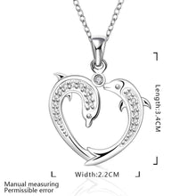 silver plated Chain 2 Dolphin playing Necklaces Pendants Men jewelry 589 ELY