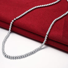 silver plated Chain 4mm/18inch Beads Necklaces Pendants Men jewelry 114 ELY