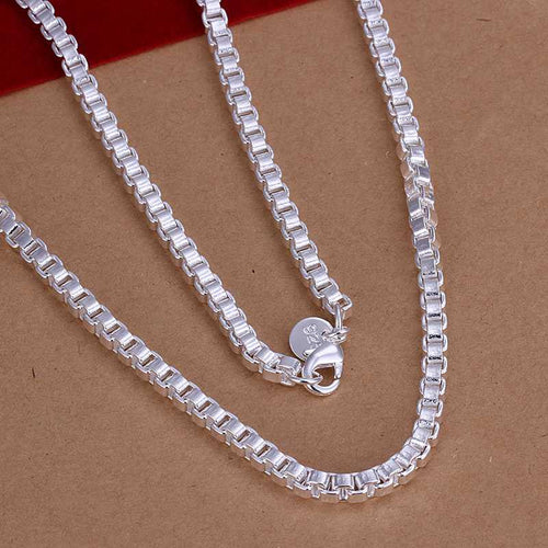 silver plated Chain 4mm/2 inch Box Chain Necklaces Pendants Men jewelry 16 ELY