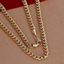 silver plated Chain 7mm Golden Sideways Necklaces Pendants Men jewelry 238 ELY
