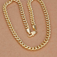 silver plated Chain 7mm Golden Sideways Necklaces Pendants Men jewelry 238 ELY