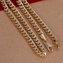 silver plated Chain 7mm Golden Sideways Necklaces Pendants Men jewelry 238 ELY