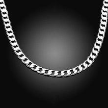 silver plated Chain 8M/2 inch Flat Sideways Necklaces Pendants Men jewelry 34 ELY
