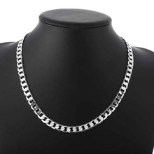 silver plated Chain 8M/2 inch Flat Sideways Necklaces Pendants Men jewelry 34 ELY
