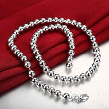 silver plated Chain 8mm Beads Necklaces Pendants Men jewelry 111 ELY