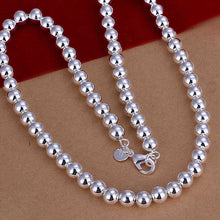 silver plated Chain 8mm Beads Necklaces Pendants Men jewelry 111 ELY