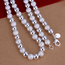 silver plated Chain 8mm Sand and Smooth Bead Necklaces Pendants Men jewelry 86 ELY