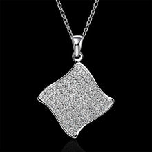 silver plated Chain A square Necklaces Pendants Men jewelry 671 ELY