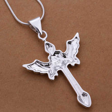 silver plated Chain Angle Cross Necklaces Pendants Men jewelry 289 ELY