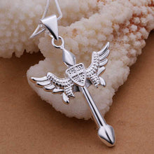 silver plated Chain Angle Cross Necklaces Pendants Men jewelry 289 ELY