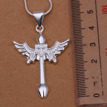 silver plated Chain Angle Cross Necklaces Pendants Men jewelry 289 ELY