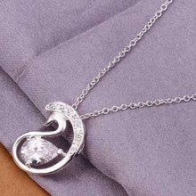 silver plated Chain Bezel Stone Swan Necklaces Pendants Men jewelry 326 ELY