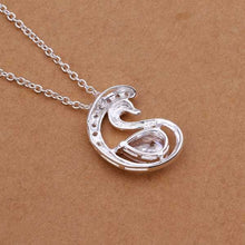 silver plated Chain Bezel Stone Swan Necklaces Pendants Men jewelry 326 ELY