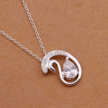 silver plated Chain Bezel Stone Swan Necklaces Pendants Men jewelry 326 ELY
