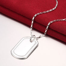 silver plated Chain Big Nameplate Pendant Necklaces Pendants Men jewelry 273 ELY