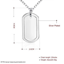 silver plated Chain Big Nameplate Pendant Necklaces Pendants Men jewelry 273 ELY