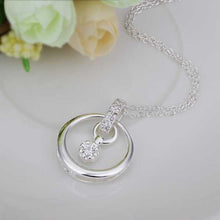 silver plated Chain Circle Round Crystal Necklaces Pendants Men jewelry 383 ELY