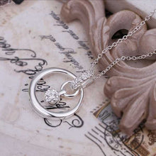 silver plated Chain Circle Round Crystal Necklaces Pendants Men jewelry 383 ELY