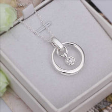 silver plated Chain Circle Round Crystal Necklaces Pendants Men jewelry 383 ELY