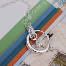 silver plated Chain Circle Round Crystal Necklaces Pendants Men jewelry 383 ELY