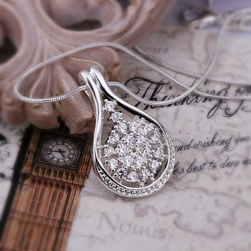 silver plated Chain Crystal Flower Bottle Necklaces Pendants Men jewelry 431 ELY