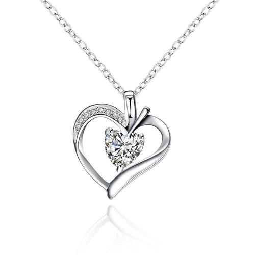 silver plated Chain Crystal Heart Pendant Necklaces Pendants Men jewelry 329 ELY