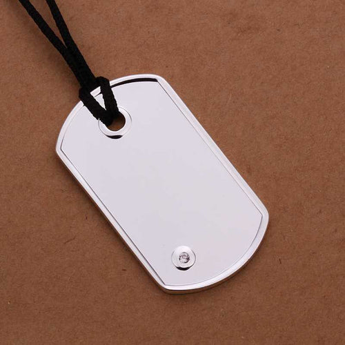 silver plated Chain Dog Tag Simple Necklaces Pendants Men jewelry 296 ELY