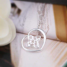 silver plated Chain Clover Heart Necklaces Pendants Men jewelry 374 ELY