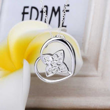 silver plated Chain Clover Heart Necklaces Pendants Men jewelry 374 ELY