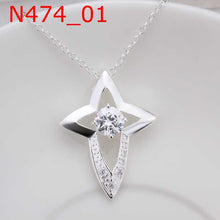 silver plated Chain Crystal Necklaces Pendants Men jewelry 474 ELY
