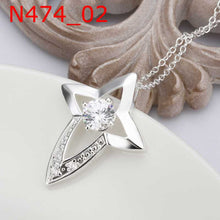 silver plated Chain Crystal Necklaces Pendants Men jewelry 474 ELY