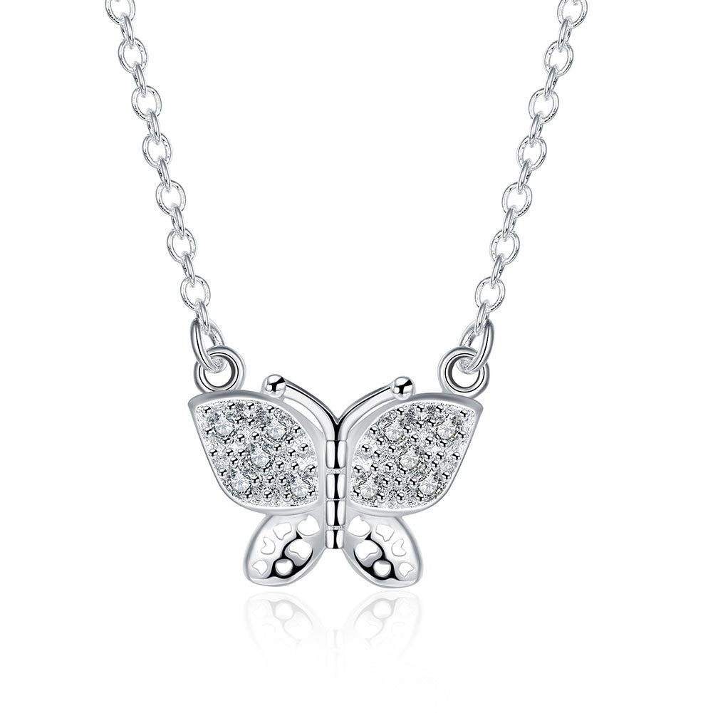 silver plated Chain Insets Butterfly Necklaces Pendants Men jewelry 4 5 ELY