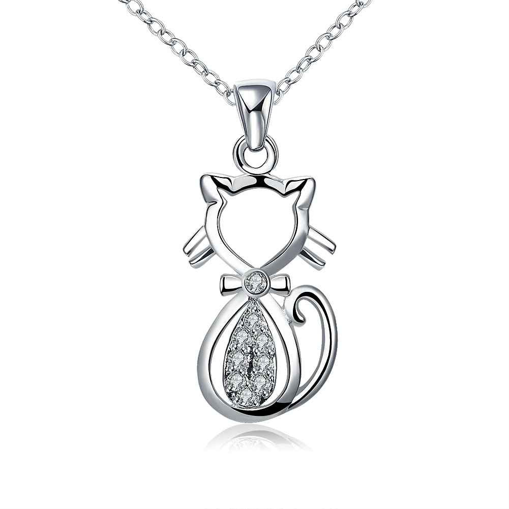 silver plated Chain Insets Kitten Necklaces Pendants Men jewelry 312 ELY