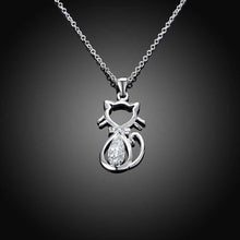 silver plated Chain Insets Kitten Necklaces Pendants Men jewelry 312 ELY