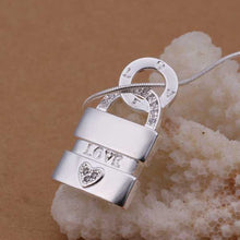 silver plated Chain LOVE Lock Necklaces Pendants Men jewelry 352 ELY