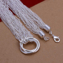 silver plated Chain Multi-line 3 Circle Necklaces Pendants Men jewelry 264 ELY