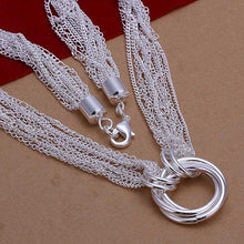 silver plated Chain Multi-line 3 Circle Necklaces Pendants Men jewelry 264 ELY