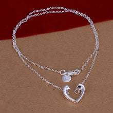 silver plated Chain Opened Heart Necklaces Pendants Men jewelry 116 ELY