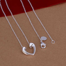 silver plated Chain Opened Heart Necklaces Pendants Men jewelry 116 ELY
