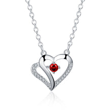 silver plated Chain Red Stone Heart Necklaces Pendants Men jewelry 4 3 ELY