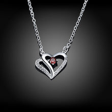 silver plated Chain Red Stone Heart Necklaces Pendants Men jewelry 4 3 ELY
