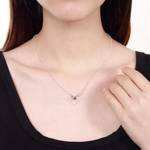 silver plated Chain Red Stone Heart Necklaces Pendants Men jewelry 4 3 ELY