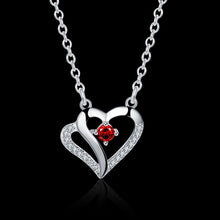 silver plated Chain Red Stone Heart Necklaces Pendants Men jewelry 4 3 ELY