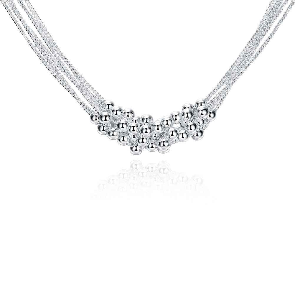 silver plated Chain Six Line Gloss Bead Necklaces Pendants Men jewelry 2 ELY