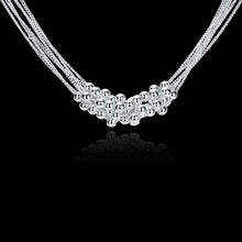 silver plated Chain Six Line Gloss Bead Necklaces Pendants Men jewelry 2 ELY
