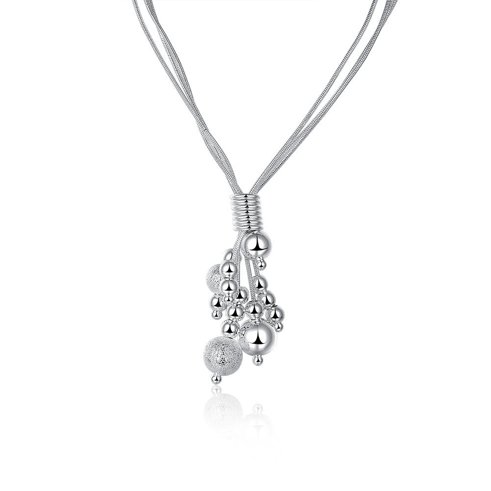 silver plated Chain Three Harness Bead Necklaces Pendants Men jewelry 186 ELY